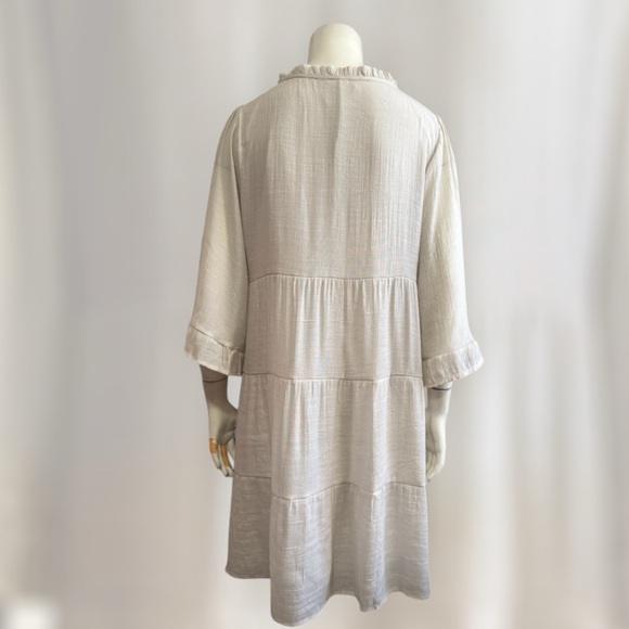 NAÏF Three-Tier Ivory Rayon Babydoll Prairie Dress Women’s Size Large NWT - Picture 6 of 17